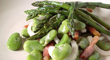 Salade de fèves fraîches et asperges vertes, Recettes de cuisine